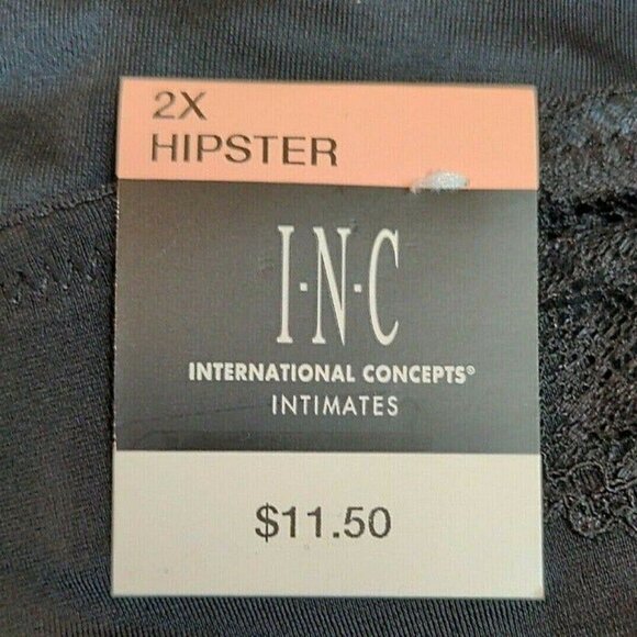 INC International Concepts Womens Lace Inset Hipster Panties Black Size 2X NEW - Picture 2 of 7